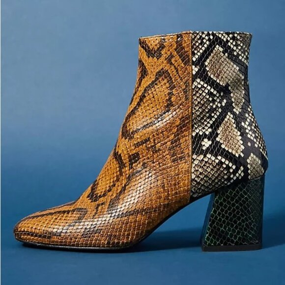 Freda Salvador Snakeskin Ankle Boots - Brown and Black - Picture 9 of 11